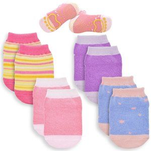 4 Pairs Anti Slip Silicon Grip Socks for 2-4 Years Pink/Purple Set